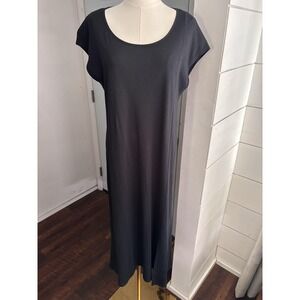 Eileen Fisher Sleepwear Chemise Gown Womens XS Black Cotton Jersey Ballet Neck